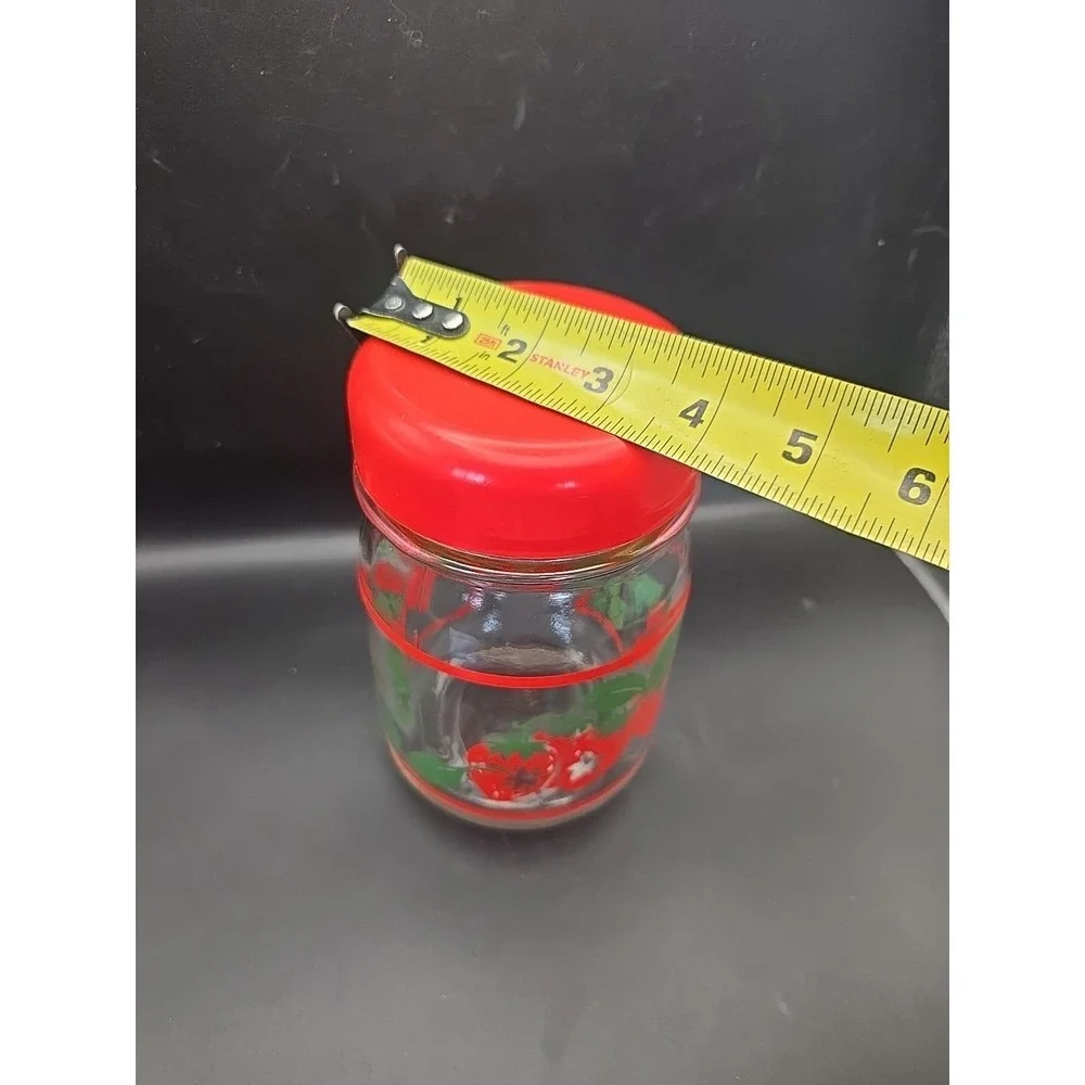 Strawberry Glass‎ Red Lid Candy Jar Canister Vintage Summer Marked CR